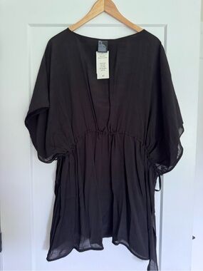 H&M Black V-Neck Drawstring cover-up